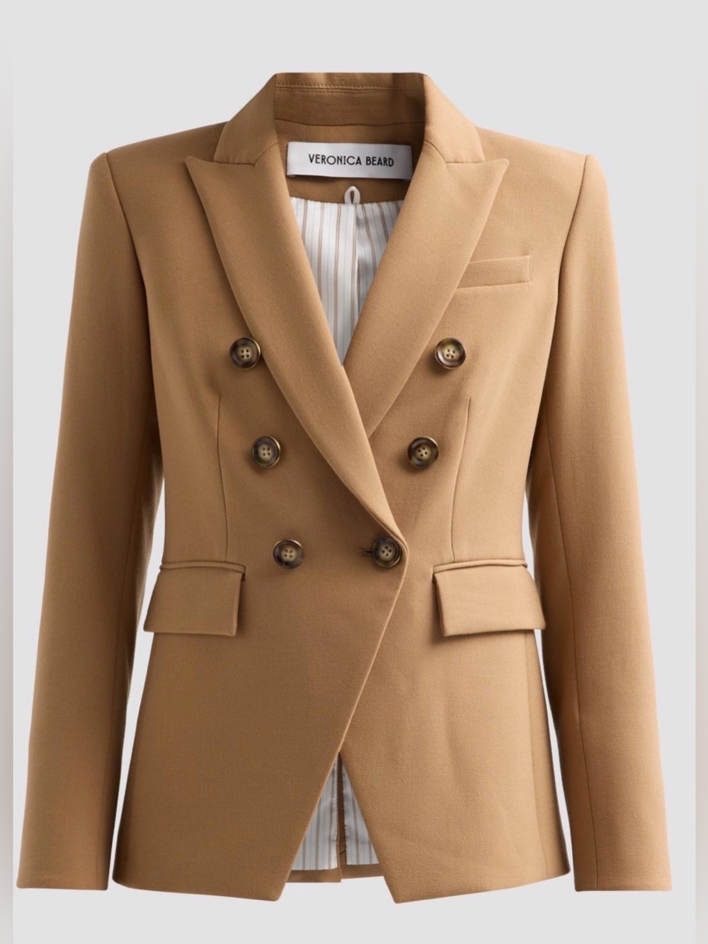 Veronica Beard Miller Double-Breasted Dickey Jacket in Heritage Khaki. Size 4